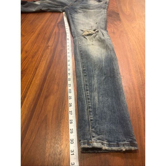 Jordan Craig Men’s Blue Faded Ripped Knees Skinny Jeans Light Washed Size 32/32 - Picture 5 of 8